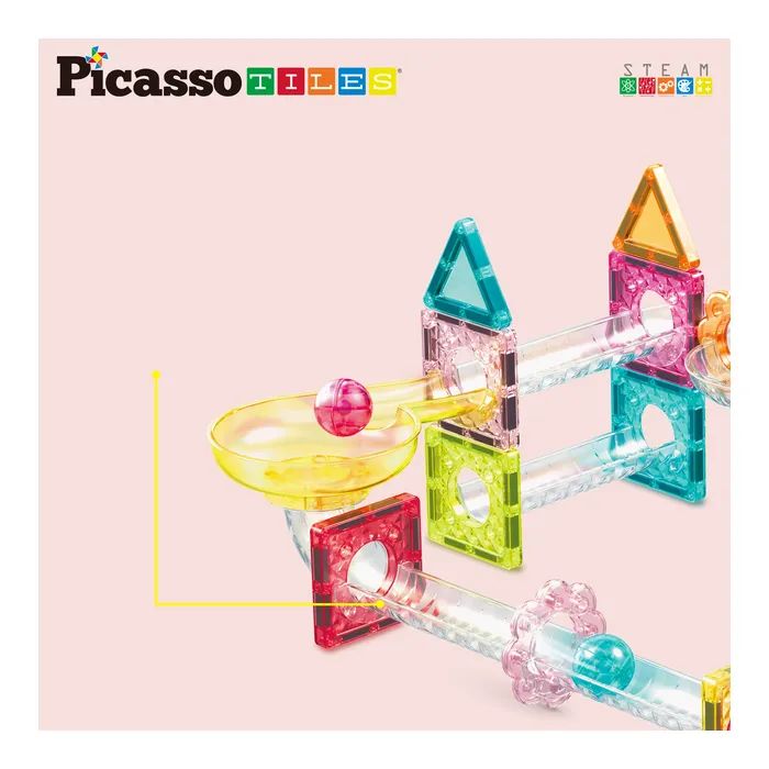 Конструктор Picasso магнитный Tiles Mini Diamond Marble Run Track Set 60 деталей (817338028299) изображение 6