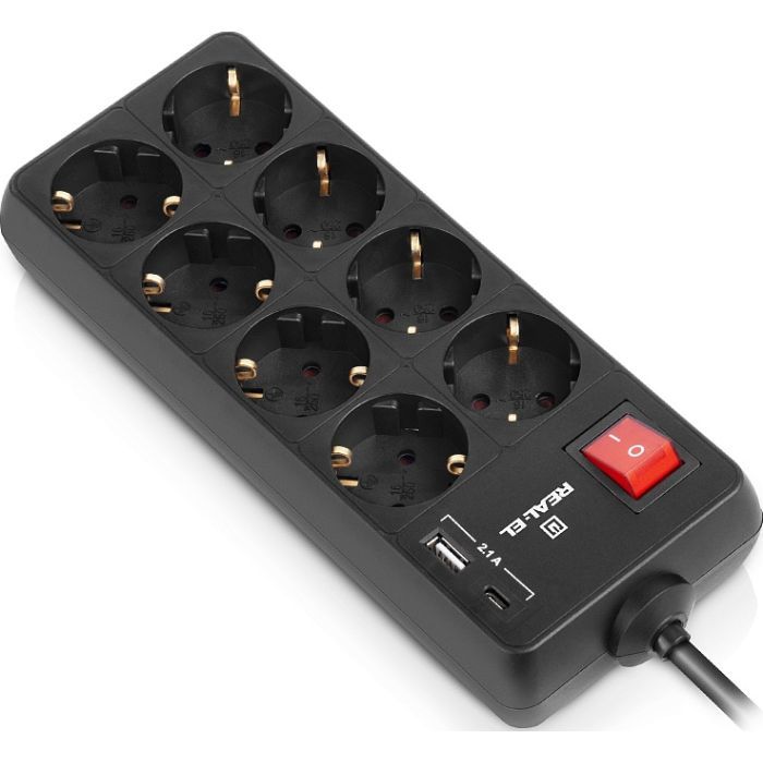 Сетевой удлинитель REAL-EL RS-PROTECT 805 5m, black (EL122300043) изображение 8