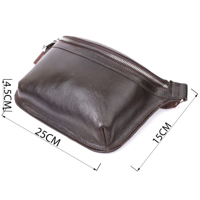 Сумка Grande Pelle Бананка из натуральной кожи Коричневая (22814) изображение 3