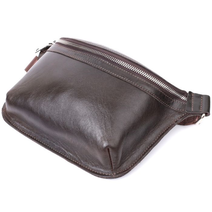 Сумка Grande Pelle Бананка из натуральной кожи Коричневая (22814) изображение 7