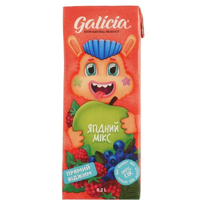 Сок детский Galicia Ягодный с мякотью из смеси плодов 200 мл (4820209563542)