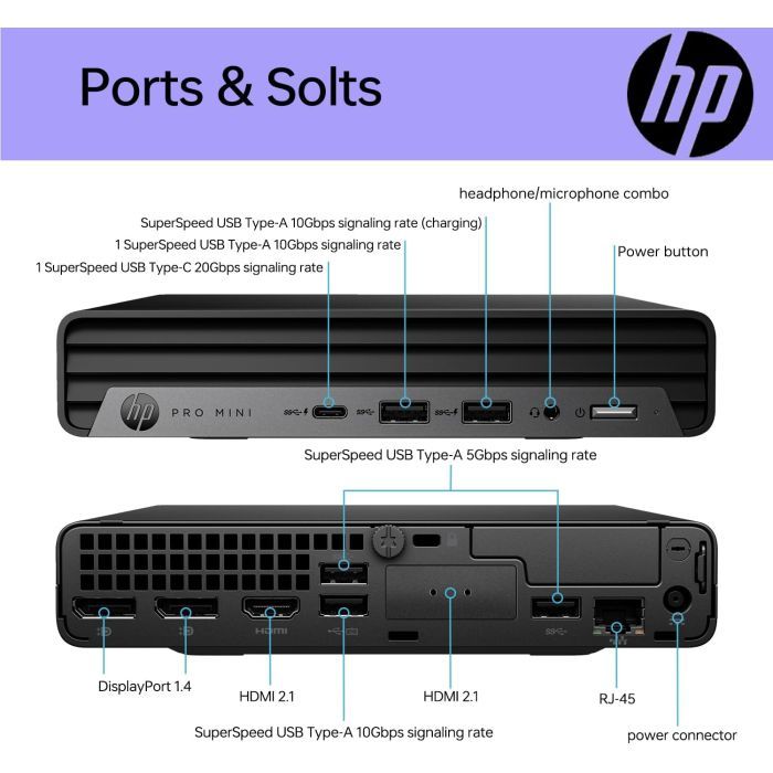 Компьютер HP Pro 400 G9 Mini / i3-13100T, 8, 512, WiFi, кл+м, Win11P (884V0EA) изображение 8