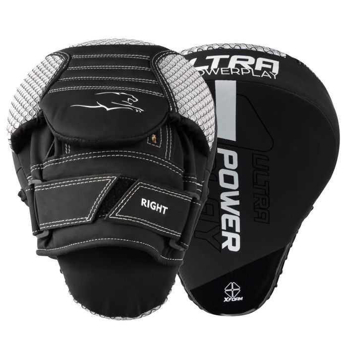 Лапы боксерские PowerPlay 3044 Pro Carbon Ultra Series Чорно-Білі (PP_3044_Bl/White)