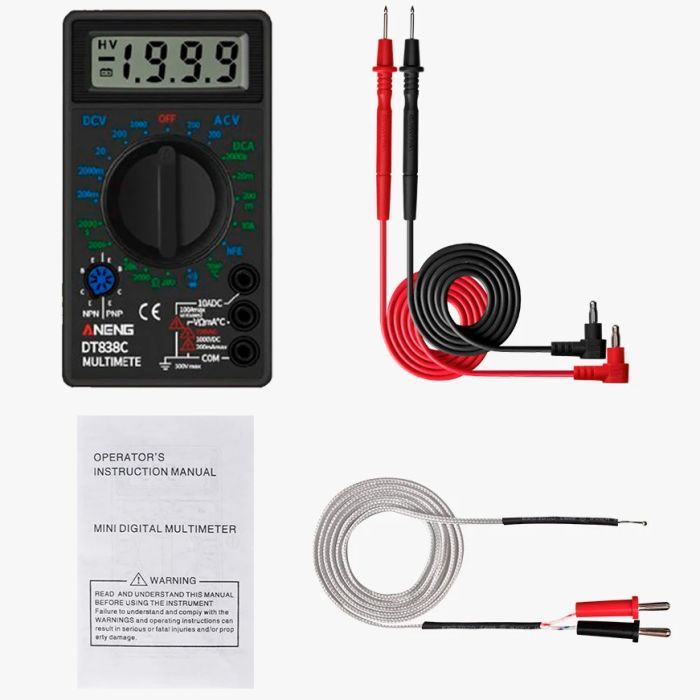 Цифровой мультиметр ANENG AN-DT838C, V, A, R, C, функція hFE (AN-DT838C) изображение 2