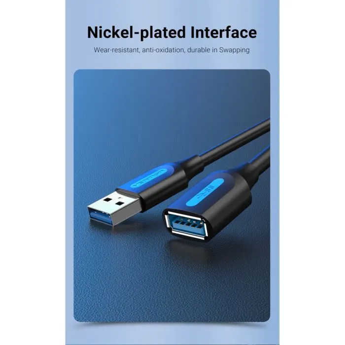Дата кабель USB 3.0 AM/AF 1.5m black Vention (CBHBG) зображення 7
