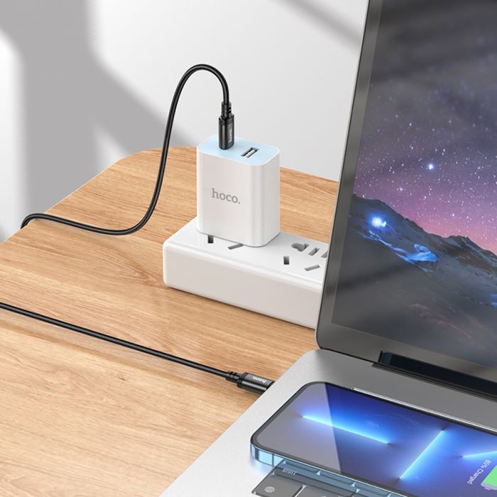 Дата кабель USB-C to USB-C 3.0m Radiance 60W X91 black HOCO (6931474788733) зображення 6