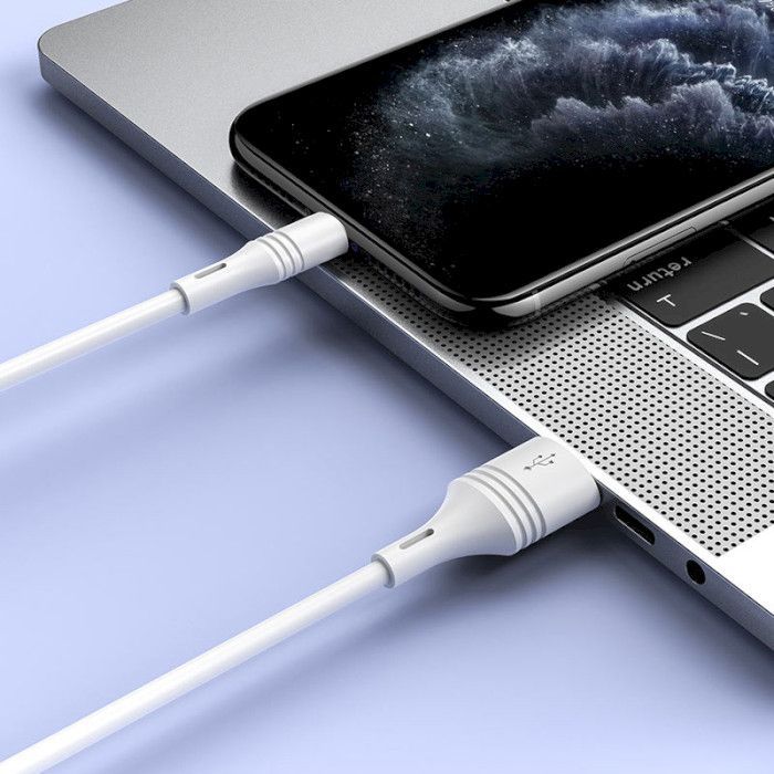 Дата кабель USB 2.0 AM to Lightning 1.0m 2.4A PVC BX43 white BOROFONE (6931474735584) изображение 4