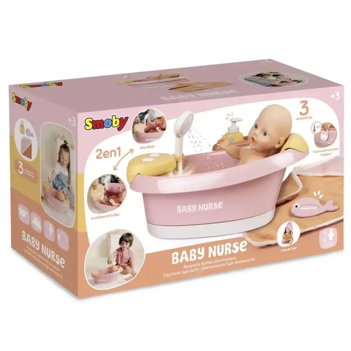Ігровий набір Smoby Ванна для пупса Бебі Ньорс. Терракотова пудра з електр. душем та підсвічуванням, з аксес., (7600220386) зображення 3