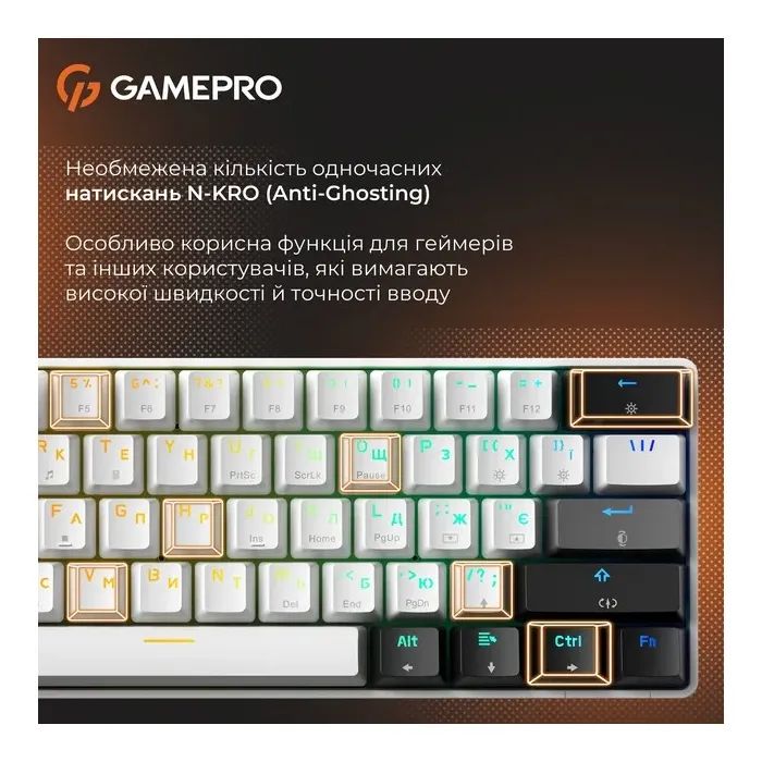 Клавіатура GamePro Genesis Infinity MK130BW Outemu Swithes USB White (MK130BW) зображення 11