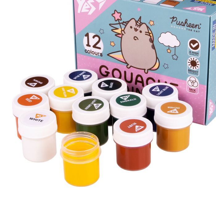 Гуашевые краски Yes Pusheen 16 кольорів по 20 мл (230403) изображение 3