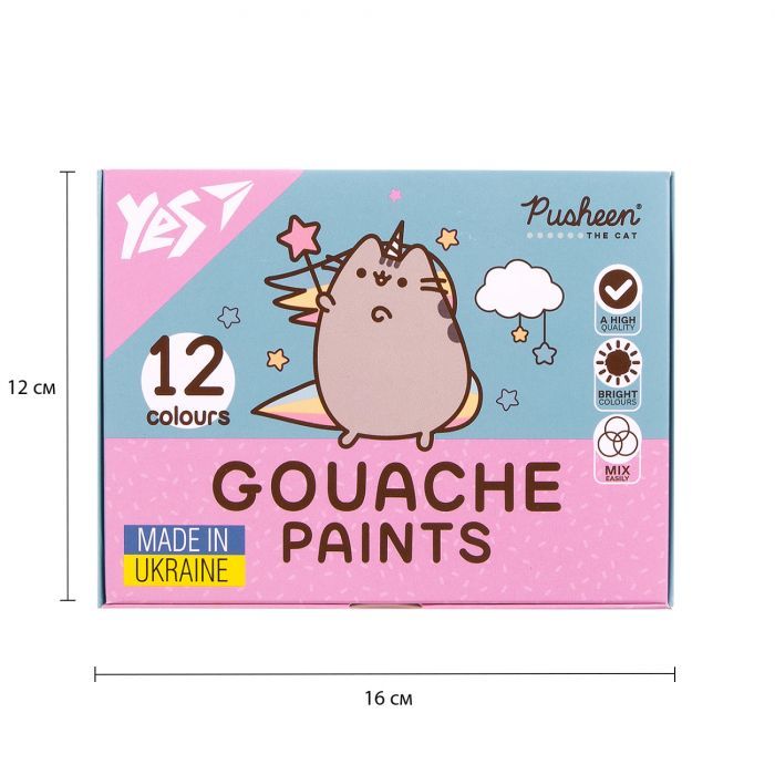 Гуашевые краски Yes Pusheen 16 кольорів по 20 мл (230403) изображение 6