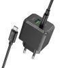 Зарядное устройство HOCO CS14A USB-C PD20W + USB QC3.0 + cable USB-C to USB-C black (6942007603911) изображение 2