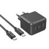 Зарядное устройство HOCO CS14A USB-C PD20W + USB QC3.0 + cable USB-C to USB-C black (6942007603911) изображение 4