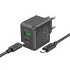 Зарядное устройство HOCO CS14A USB-C PD20W + USB QC3.0 + cable USB-C to USB-C black (6942007603911) изображение 5