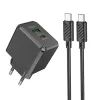 Зарядное устройство HOCO CS14A USB-C PD20W + USB QC3.0 + cable USB-C to USB-C black (6942007603911)