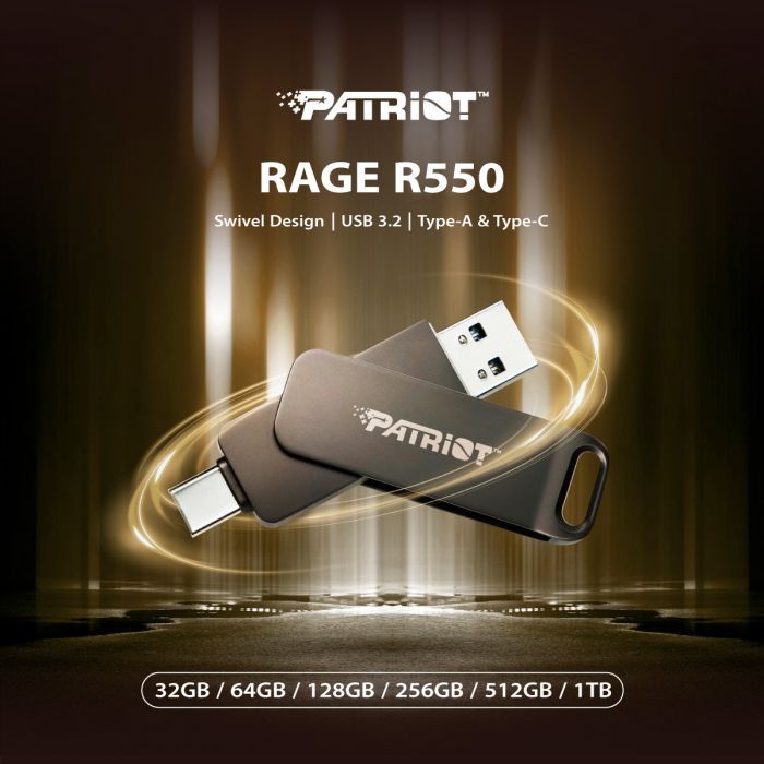 USB флеш накопичувач Patriot 64GB Rage R550 Matte Black USB/Type-C 3.2 (PE64GR550DSAD) зображення 5