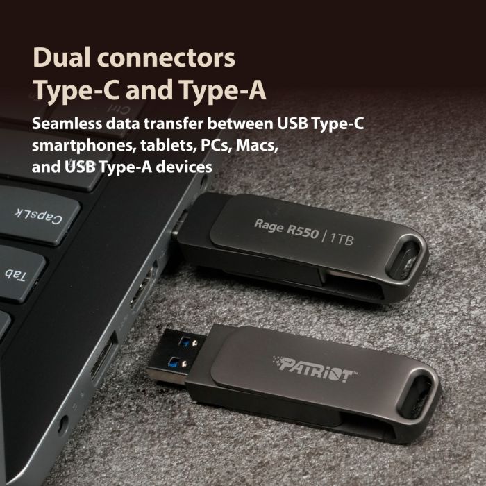 USB флеш накопичувач Patriot 64GB Rage R550 Matte Black USB/Type-C 3.2 (PE64GR550DSAD) зображення 7