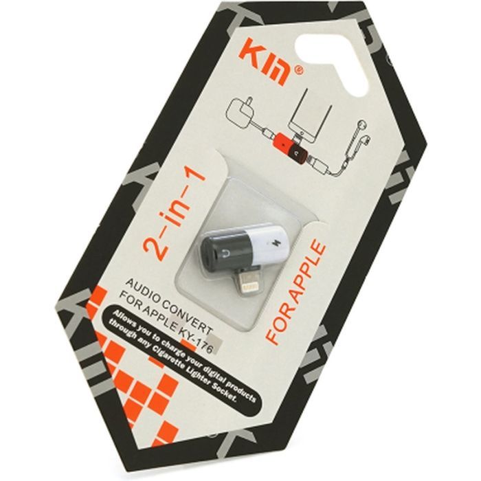 Переходник Lightning M to 2xLightning F white-black Kin (KY-176)