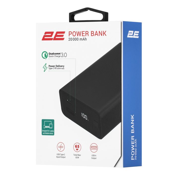 Батарея универсальная 2E 20000mAh, PD/65W, QC (2E-PB2014PD-BLACK) изображение 8