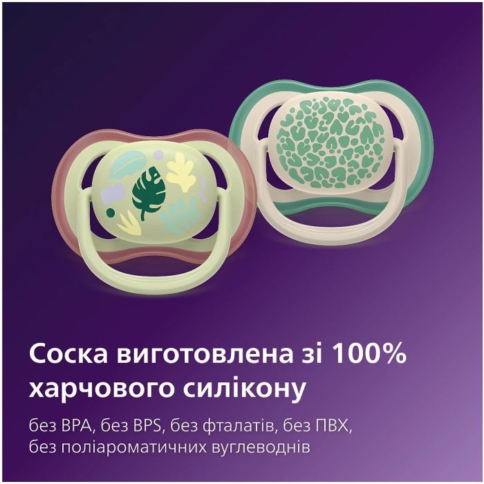 Пустушка Philips AVENT Ultra Air 6-18 місяців 2 шт, зелено-блакитна (SCF087/11) зображення 8