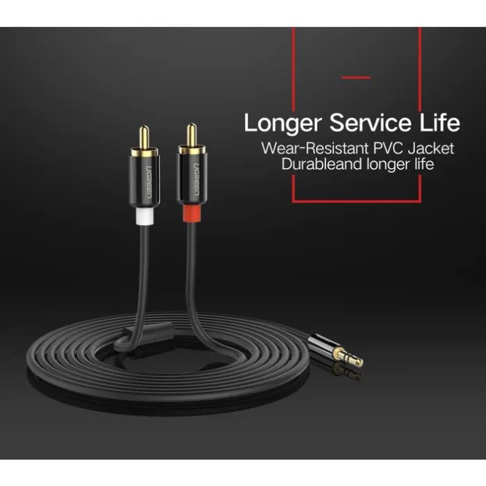 Кабель мультимедийный 3.5mm M to 2xRCA M 2.0m AV116 black Ugreen (10584) изображение 10 Кабель мультимедийный 3.5mm M to 2xRCA M 2.0m AV116 black Ugreen (10584) изображение 10