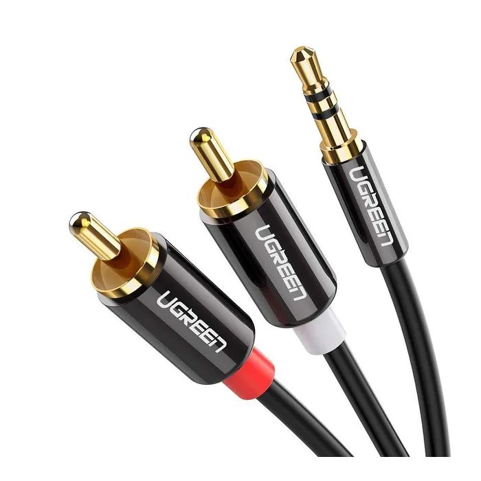 Кабель мультимедийный 3.5mm M to 2xRCA M 2.0m AV116 black Ugreen (10584) > цены в Киеве и Украине Кабель мультимедийный 3.5mm M to 2xRCA M 2.0m AV116 black Ugreen (10584)