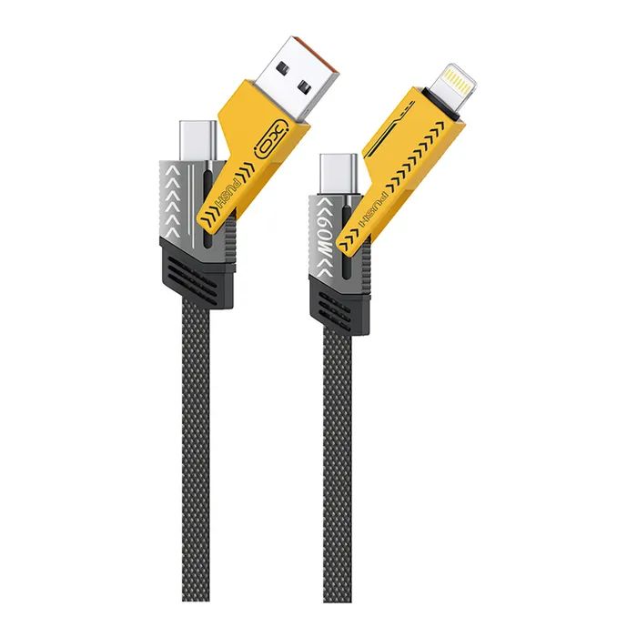 Дата кабель USB-C + USB A to USB-C + Lightning XO (NB283-CAI.gray)