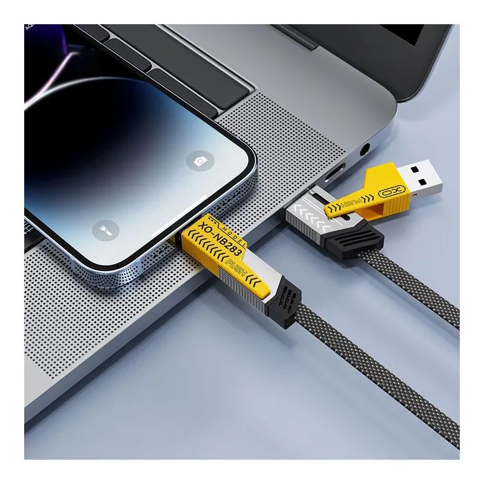 Дата кабель USB-C + USB A to USB-C + Lightning XO (NB283-CAI.gray) изображение 3