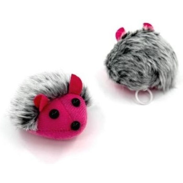 Игрушка для кошек Hippie Pet Вибрирующая мышка серо-розовая 7 см (HIPCT2304004)