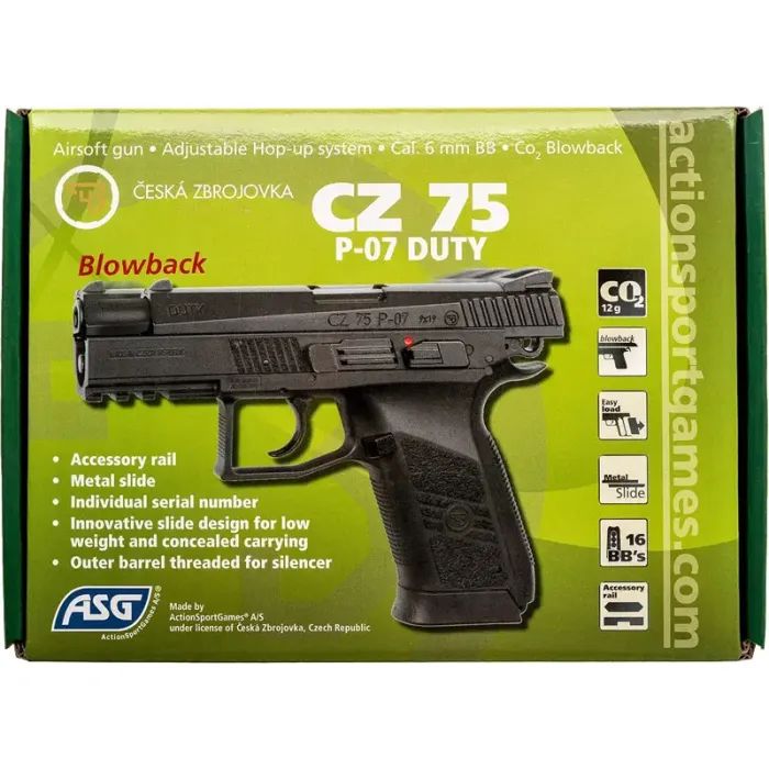 Страйкбольний пістолет ASG CZ75 P-07 Duty Blowback CO2 (16720) зображення 9