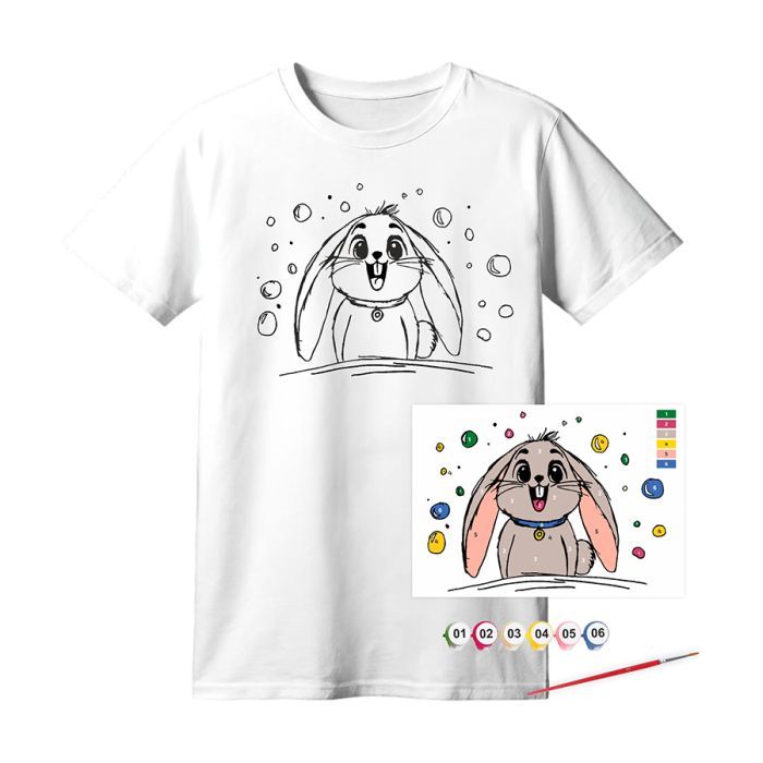 Набір для творчості Rosa футболка-розмальовка, Funny Вunny, бавовна 100, розмір XS (4823098544838)