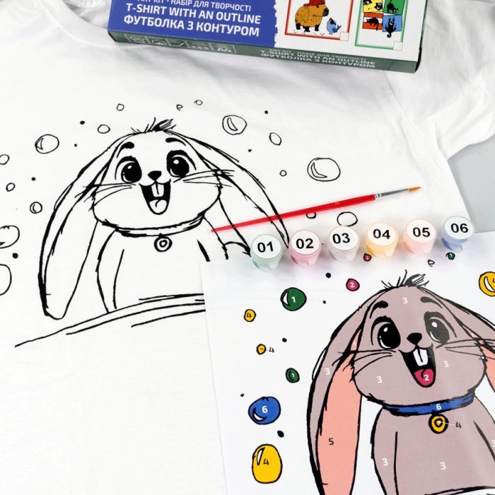 Набір для творчості Rosa футболка-розмальовка, Funny Вunny, бавовна 100, розмір XS (4823098544838) зображення 2