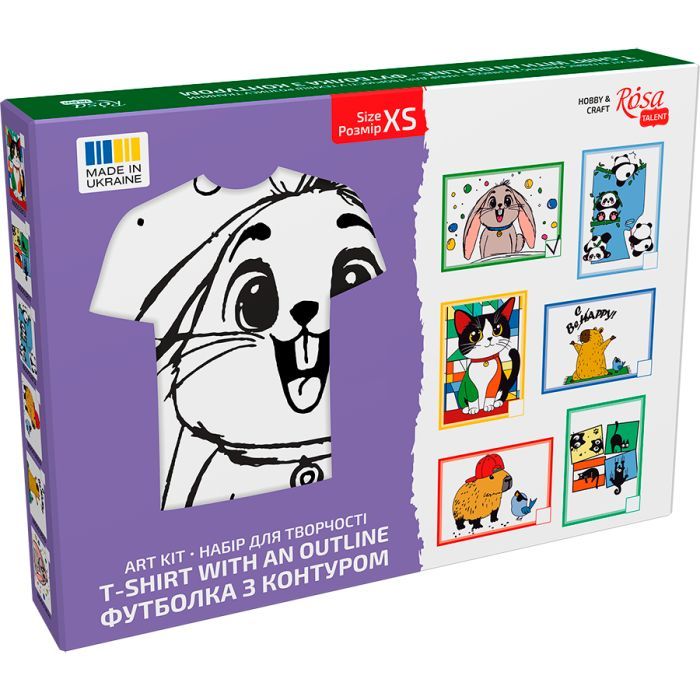 Набір для творчості Rosa футболка-розмальовка, Funny Вunny, бавовна 100, розмір XS (4823098544838) зображення 4