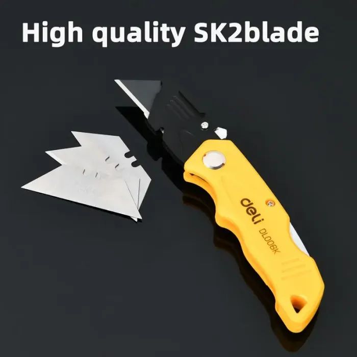 Нож канцелярский Deli 19 T, трапециевидное лезвие 19мм, черный (EDL006K) изображение 3