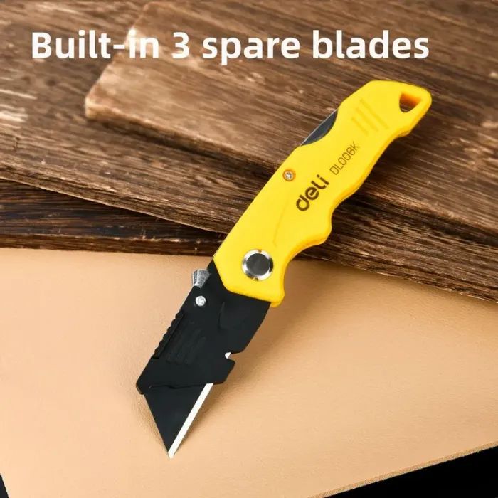 Нож канцелярский Deli 19 T, трапециевидное лезвие 19мм, черный (EDL006K) изображение 5