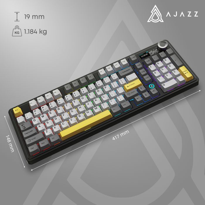 Клавиатура Ajazz AK980 V2 Gift Switch V2 Wireless/Bluetooth/USB UA Black/Grey/Yellow (AK980-V2-G-BGY) изображение 17