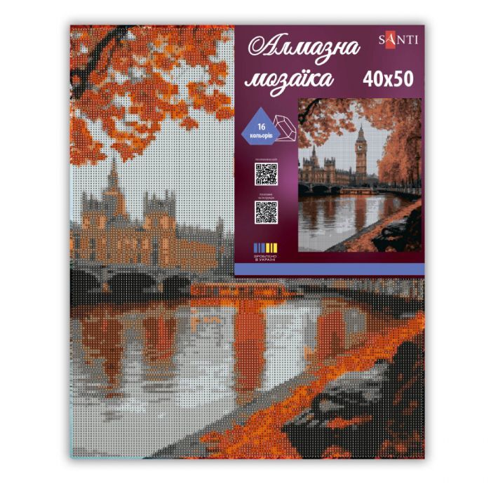 Картина по номерам Santi алмазна мозаїка "Осінній Лондон", 40*50см на підрамник (956060) зображення 2