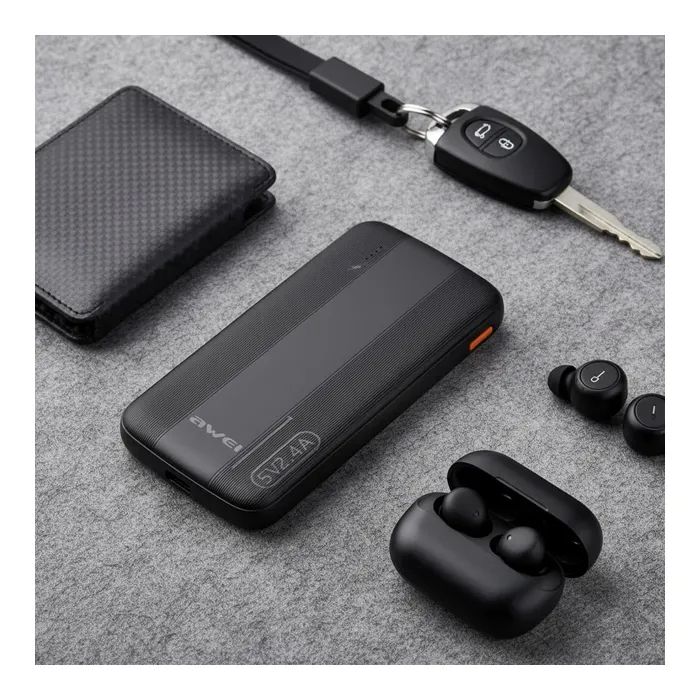 Батарея универсальная AWEI 10000mAh P20K, 12W, Black (6954284009744) изображение 6