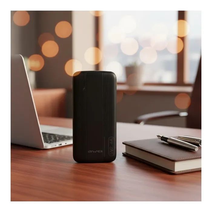 Батарея универсальная AWEI 10000mAh P20K, 12W, Black (6954284009744) изображение 8