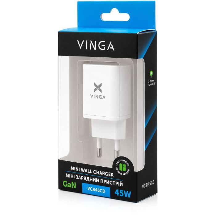 Зарядний пристрій Vinga USB-C PD PPS 45W (VCR45CB) зображення 10