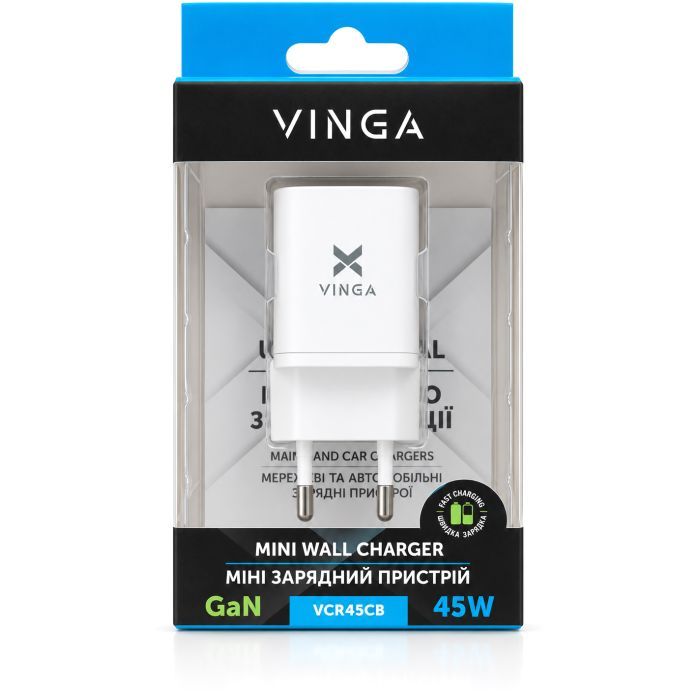 Зарядний пристрій Vinga USB-C PD PPS 45W (VCR45CB) зображення 9