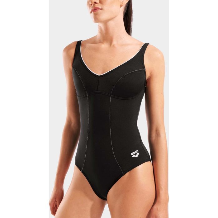 Купальник Arena Clip Back Swimsuit Solid B 010651-510 чорний, білий 38 (3468337746331) изображение 3