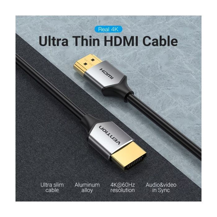 Кабель мультимедийный HDMI M to HDMI M 1.0m V2.0 4K60Hz PVC gray Vention (ALEHF) изображение 5