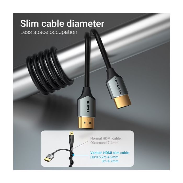 Кабель мультимедийный HDMI M to HDMI M 1.0m V2.0 4K60Hz PVC gray Vention (ALEHF) изображение 6