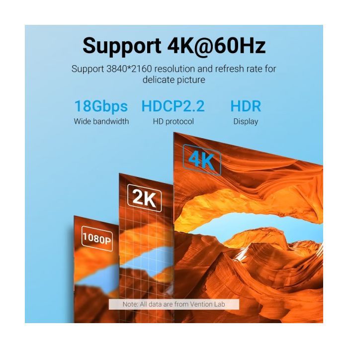 Кабель мультимедийный HDMI M to HDMI M 1.0m V2.0 4K60Hz PVC gray Vention (ALEHF) изображение 7