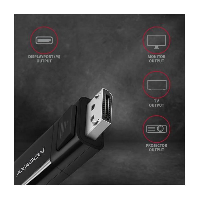 Кабель мультимедийный USB-C to DisplayPort M 1.8m 4K60Hz black AXAGON (RVC-DPC) изображение 3