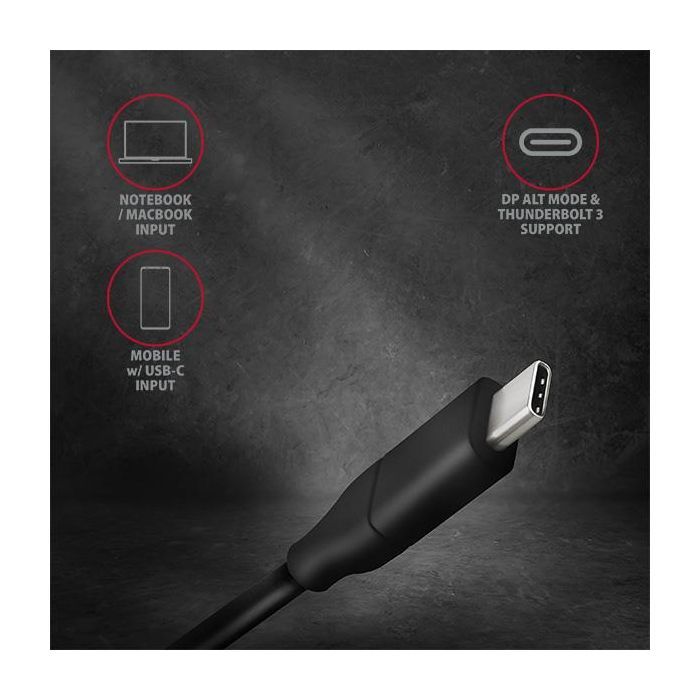 Кабель мультимедийный USB-C to DisplayPort M 1.8m 4K60Hz black AXAGON (RVC-DPC) изображение 4