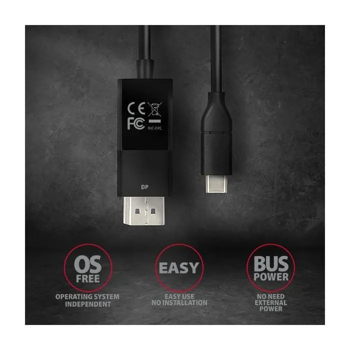 Кабель мультимедійний USB-C to DisplayPort M 1.8m 4K60Hz black AXAGON (RVC-DPC) зображення 5