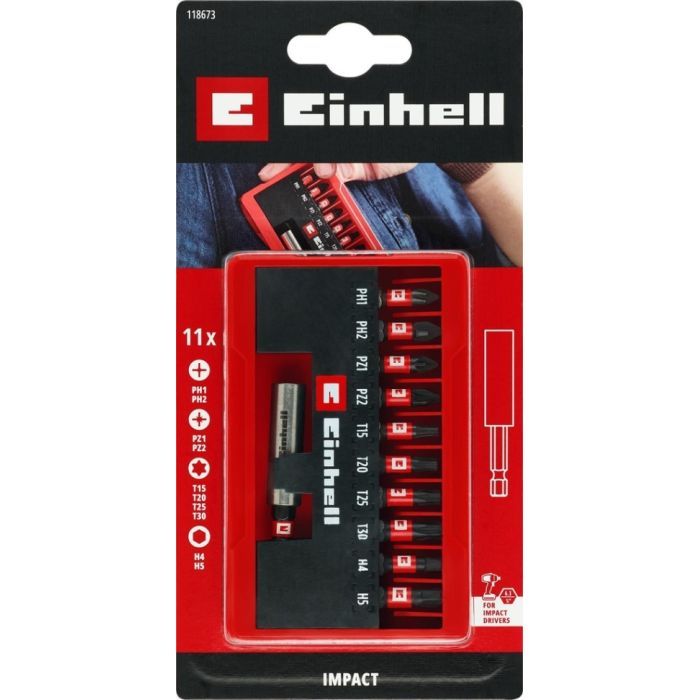Набор бит Einhell ударные, 25mm, кейс, 11шт (118673) изображение 2