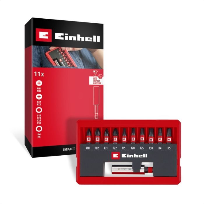 Набор бит Einhell ударные, 25mm, кейс, 11шт (118673) изображение 4